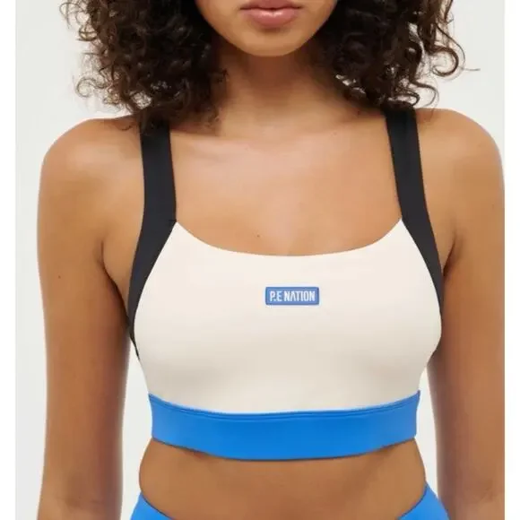 P.E Nation REACTION TIME SPORTS BRA PEARLED IVORY Women’s Size Xsmall NWT - Picture 3 of 13